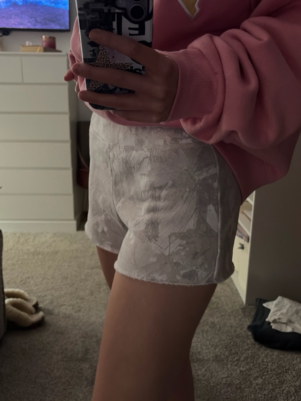 Hollister white/cream/gray camo shorts